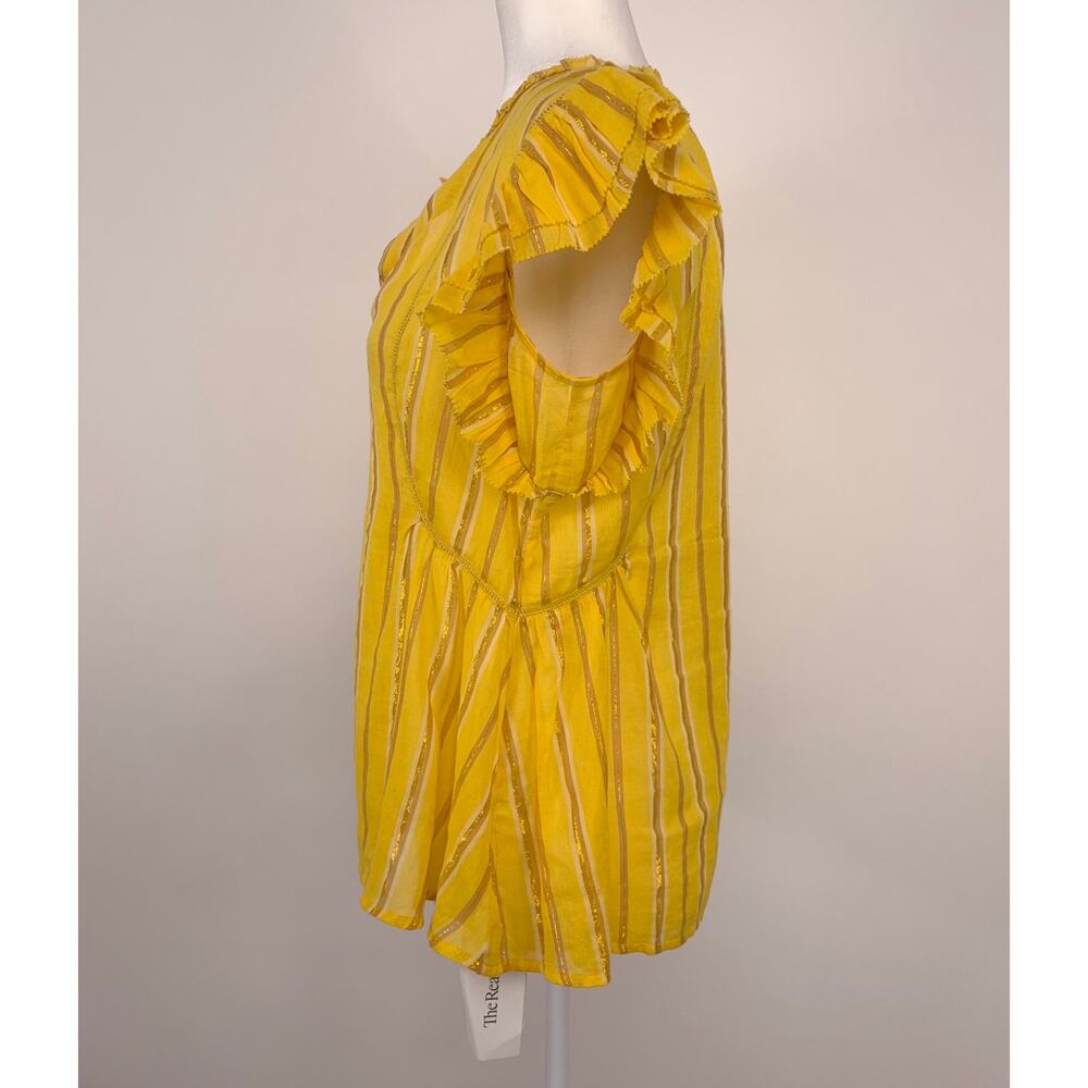 Apiece Apart Maria Del Mar Top in Yellow Metallic Stripe Size 4 - Picture 3 of 12